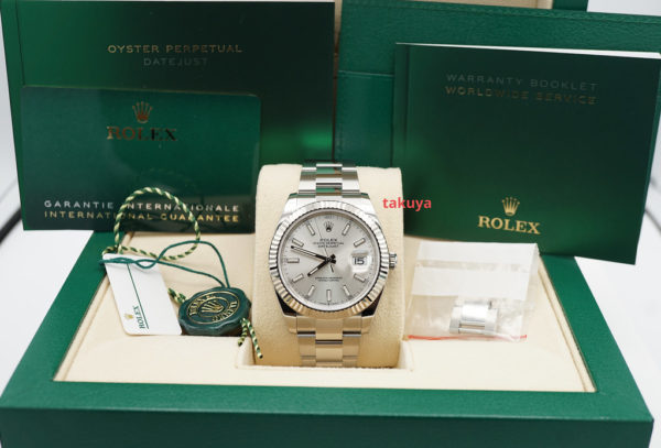 Rolex 126334 DATEJUST 41 FLUTED BEZEL SILVER STICK DIAL 2022 COMPLETE SET - Image 2