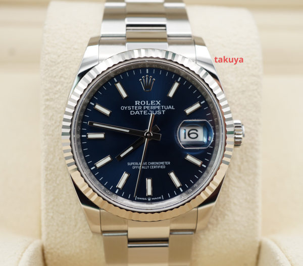Rolex 126234 DATEJUST 36 FLUTED BEZEL BLUE DIAL 2022 COMPLETE SET