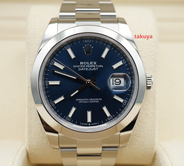 Rolex 126300 DATEJUST 41 BLUE STICK DIAL OYSTER BAND 2022 COMPLETE SET