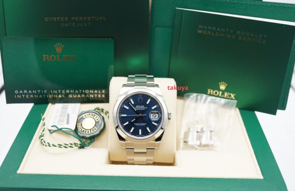 Rolex 126300 DATEJUST 41 BLUE STICK DIAL OYSTER BAND 2022 COMPLETE SET - Image 2