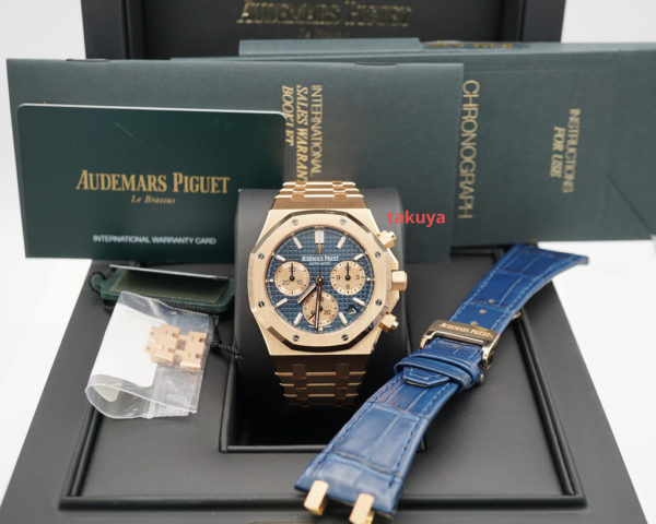 Audemars PIGUET ROYAL OAK CHRONOGRAPH ROSE GOLD 26239OR BLUE DIAL 2021 FULL SET - Image 2