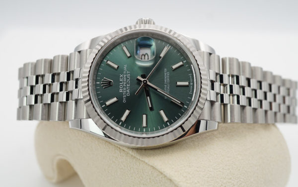 BRAND NEW Rolex 126234 DATEJUST 36 FLUTED BEZEL MINT GREEN DIAL JUBILEE BAND 2022 - Image 10