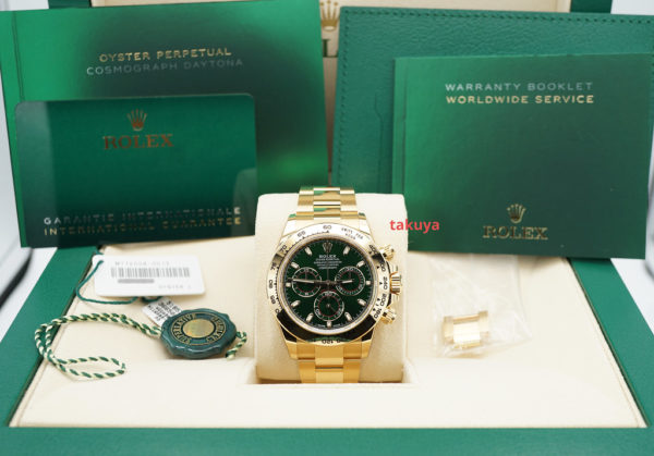 Rolex 116508 DAYTONA YELLOW GOLD GREEN DIAL JOHN MAYER 2021 WARRANTY FULL SET - Image 2