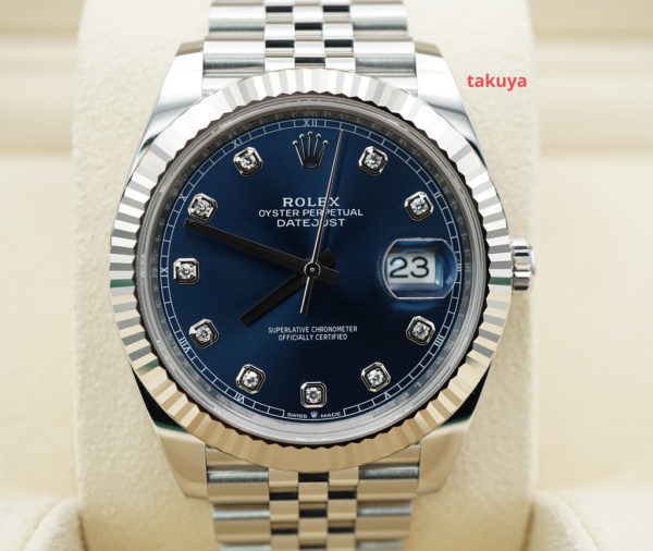 Rolex 126334 DATEJUST 41 FLUTED BEZEL BLUE DIAMONDS DIAL JUBILEE 2022 FULL SET
