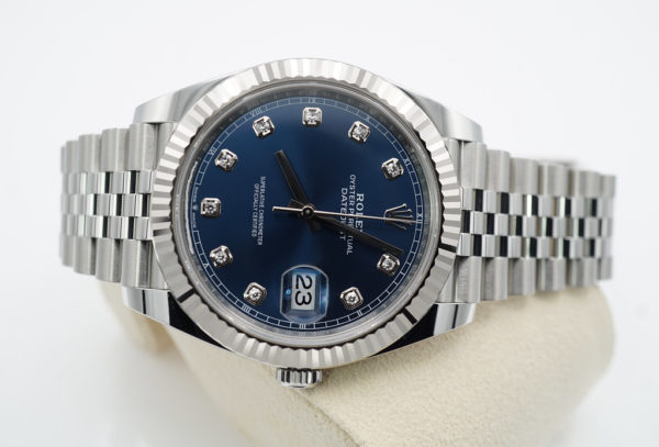 Rolex 126334 DATEJUST 41 FLUTED BEZEL BLUE DIAMONDS DIAL JUBILEE 2022 FULL SET - Image 9