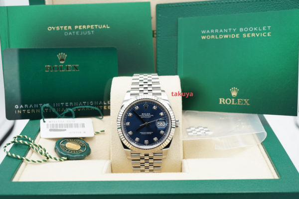 Rolex 126334 DATEJUST 41 FLUTED BEZEL BLUE DIAMONDS DIAL JUBILEE 2022 FULL SET - Image 2