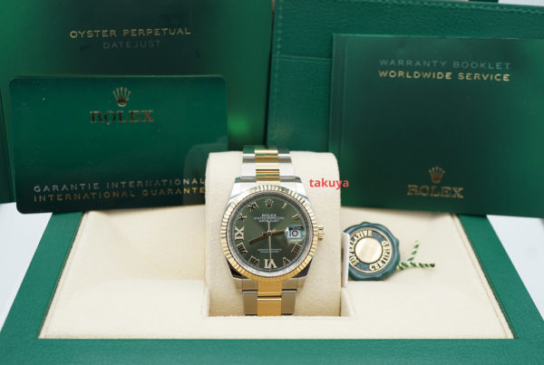 BRAND NEW Rolex 126233 DATEJUST 36 YELLOW GOLD STEEL OLIVE GREEN DIAMOND DIAL 2022 FULL SET - Image 2