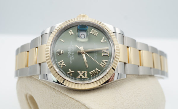 BRAND NEW Rolex 126233 DATEJUST 36 YELLOW GOLD STEEL OLIVE GREEN DIAMOND DIAL 2022 FULL SET - Image 10