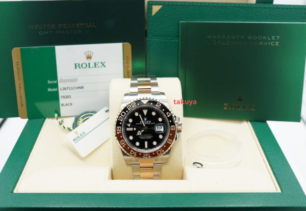 NEW Rolex 126711CHNR GMT MASTER 2 ROSE GOLD STEEL ROOTBEER STICKERS FULL SET - Image 2