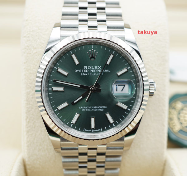 BRAND NEW Rolex 126234 DATEJUST 36 MINT GREEN DIAL JUBILEE BAND 2022 FULL SET