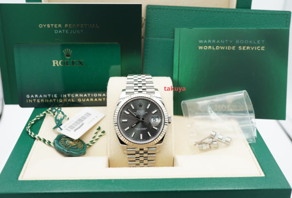 Rolex 126334 DATEJUST 41 FLUTED BEZEL SLATE DIAL JUBILEE BAND 2021 FULL SET - Image 2