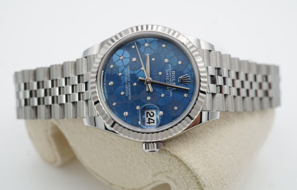 BRAND NEW Rolex 278274 DATEJUST 31 AZZURRO BLUE FLORAL MOTIF DIAMOND DIAL 2022 - Image 9