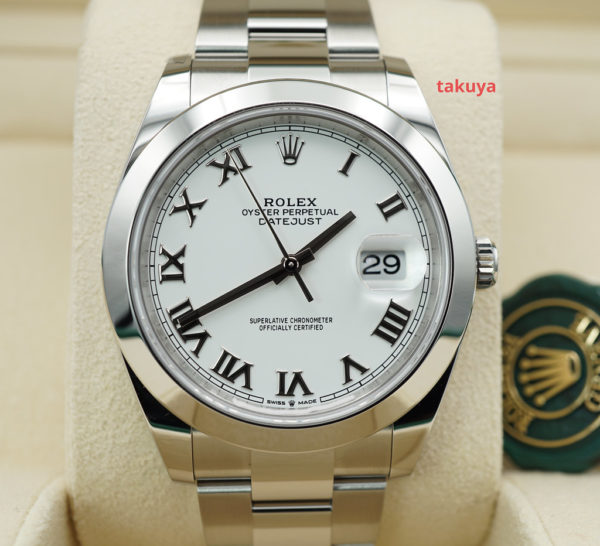 BRAND NEW Rolex 126300 DATEJUST 41 WHITE ROMAN DIAL OYSTER BAND 2023 COMPLETE SET