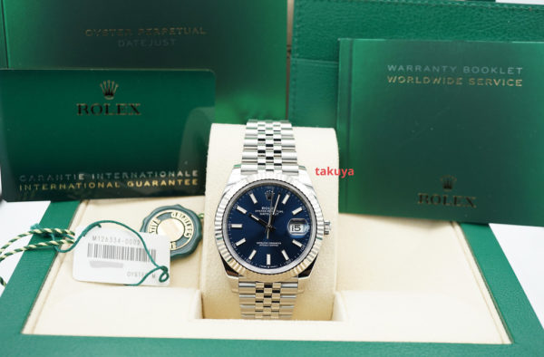 Rolex 126334 DATEJUST 41 FLUTED BEZEL BLUE STICK DIAL JUBILEE BAND 2022 FULL SET - Image 2