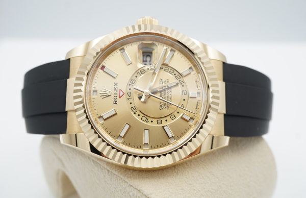 Rolex 326238 SKY-DWELLER YELLOW GOLD CHAMPAGNE DIAL OYSTERFLEX 2022 FULL SET - Image 8