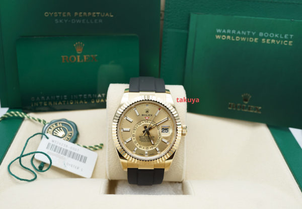 Rolex 326238 SKY-DWELLER YELLOW GOLD CHAMPAGNE DIAL OYSTERFLEX 2022 FULL SET - Image 2