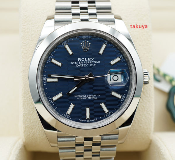 BRAND NEW Rolex 126300 DATEJUST 41 BLUE MOTIF DIAL JUBILEE BAND 2023 COMPLETE SET