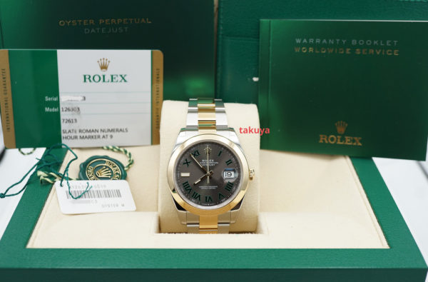 Rolex 126303 DATEJUST 41 18K YELLOW GOLD STEEL WIMBLEDON DIAL FULL SET - Image 2
