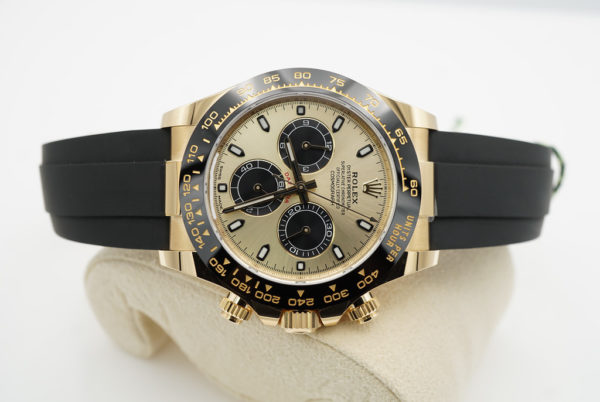 NEW Rolex 116518LN DAYTONA YML YELLOW GOLD CHAMPAGNE BLACK SUB DIAL OYSTERFLEX FULL SET - Image 7