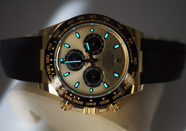 NEW Rolex 116518LN DAYTONA YML YELLOW GOLD CHAMPAGNE BLACK SUB DIAL OYSTERFLEX FULL SET - Image 9