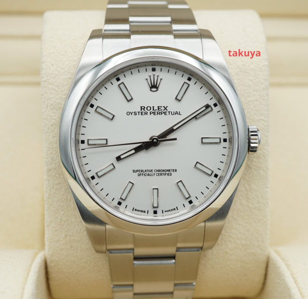 Rolex 114300 OYSTER PERPETUAL NO DATE WHITE DIAL 39MM 2019 BOXES PAPERS