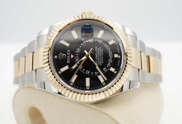 Rolex 326933 SKY-DWELLER 18K YG STEEL BLACK DIAL OYSTER BAND 2022 FULL SET - Image 10