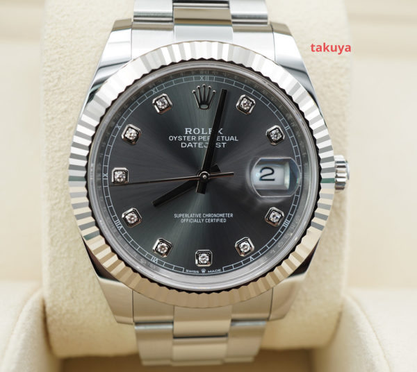 Rolex 126334 DATEJUST 41 FLUTED BEZEL SLATE DIAMOND DIAL 2022 COMPLETE SET