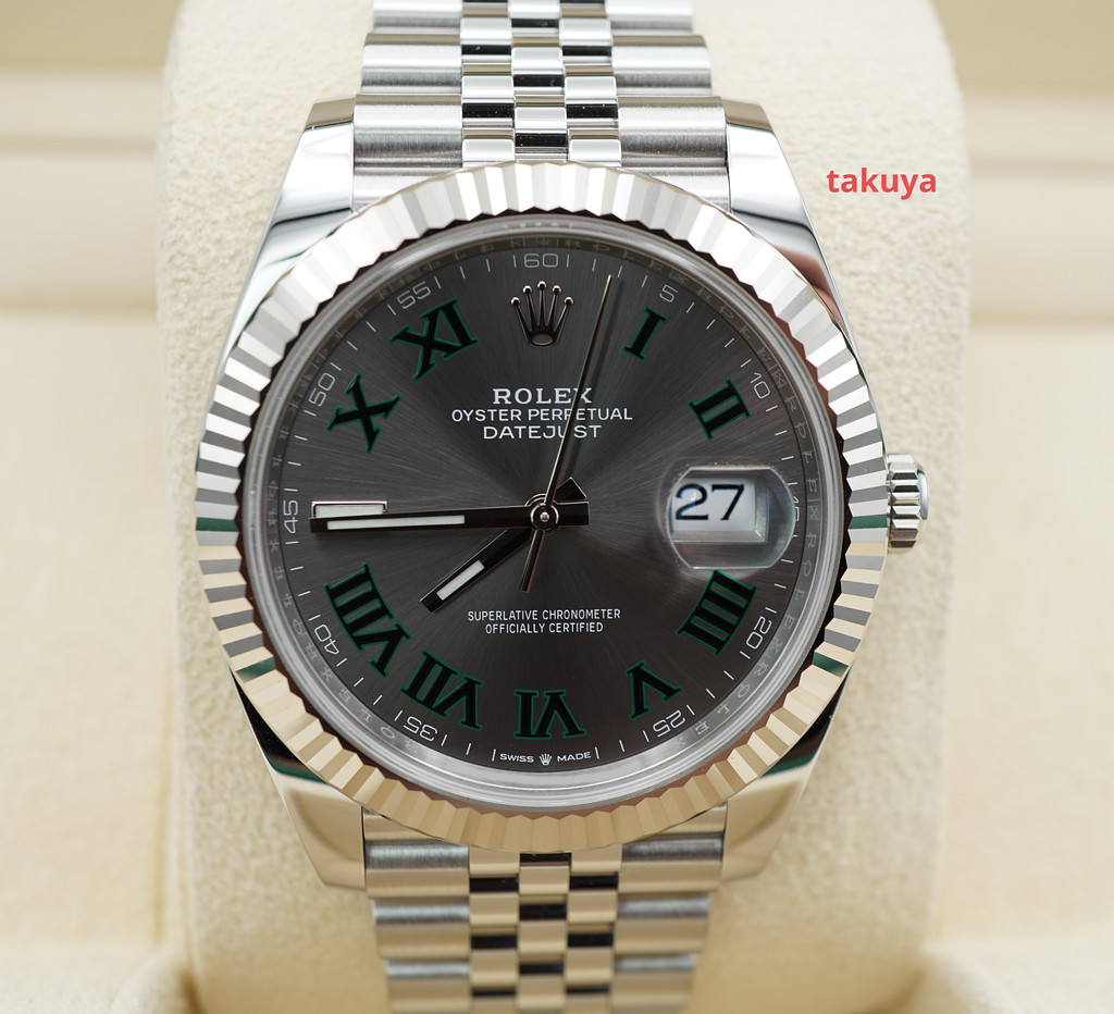 Rolex 126334 DATEJUST 41 FLUTED BEZEL WIMBLEDON DIAL JUBILEE BAND 2023 FULL SET Takuya Watches