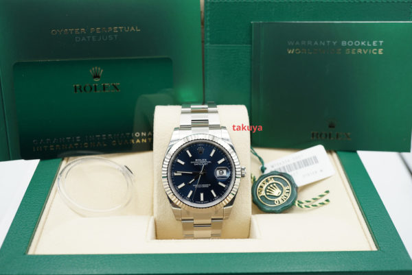 BRAND NEW Rolex 126334 DATEJUST 41 FLUTED BEZEL BLUE STICK DIAL OYSTER 2022 FULL SET - Image 2
