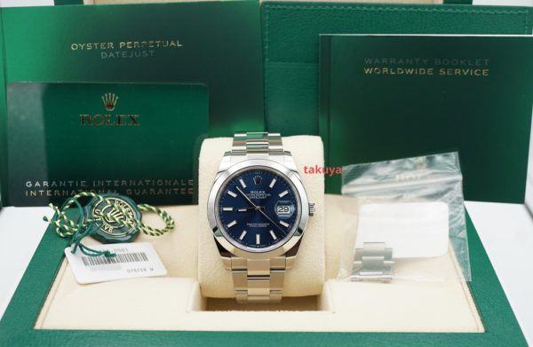 Rolex 126300 DATEJUST 41 BLUE STICK DIAL OYSTER BAND 2023 COMPLETE SET - Image 2