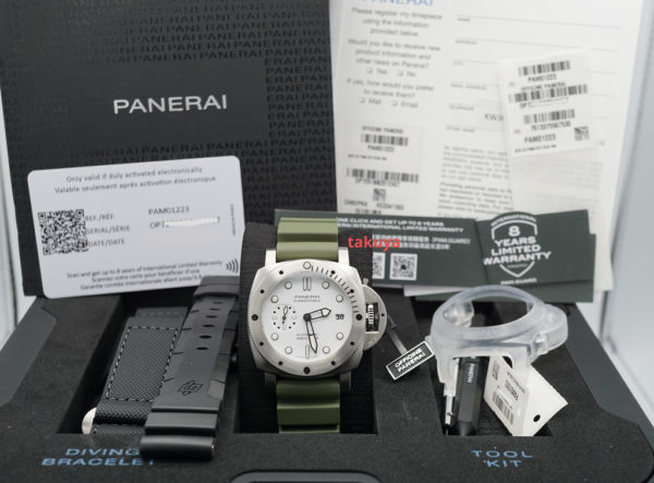 PANERAI PAM 1223 SUBMERSIBLE BIANCO DIAL 42mm WARRANTY COMPLETE SET - Image 2
