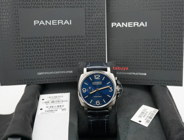 Panerai PAM 729 LUMINOR DUE 3 DAY AUTOMATIC TITANIUM BLUE DIAL 45MM BOXES PAPERS - Image 2
