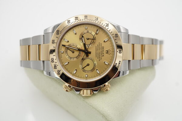Rolex 116523 COSMOGRAPH DAYTONA YELLOW GOLD TWO TONE CHAMPAGNE DIAL BOXES PAPERS - Image 9