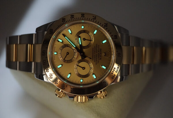 Rolex 116523 COSMOGRAPH DAYTONA YELLOW GOLD TWO TONE CHAMPAGNE DIAL BOXES PAPERS - Image 11