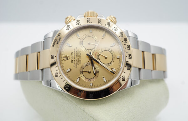Rolex 116523 COSMOGRAPH DAYTONA YELLOW GOLD TWO TONE CHAMPAGNE DIAL BOXES PAPERS - Image 10
