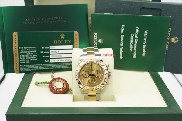 Rolex 116523 COSMOGRAPH DAYTONA YELLOW GOLD TWO TONE CHAMPAGNE DIAL BOXES PAPERS - Image 2