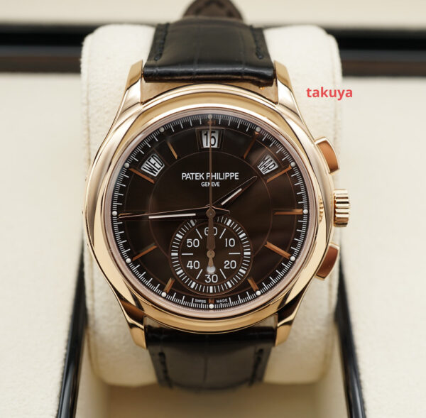 Patek PHILIPPE 5905R ROSE GOLD ANNUAL CALENDAR CHRONOGRAPH BROWN DIAL FULL SET