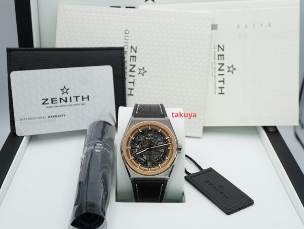 Zenith DEFY CLASSIC SKELETON DIAL TITANIUM CASE ROSE GOLD BEZEL FULL SET - Image 2