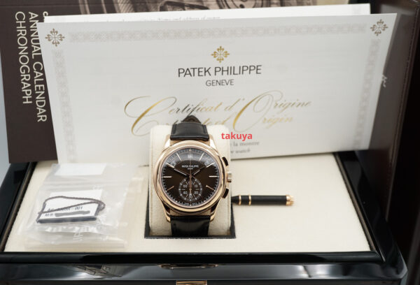 Patek PHILIPPE 5905R ROSE GOLD ANNUAL CALENDAR CHRONOGRAPH BROWN DIAL FULL SET - Image 2