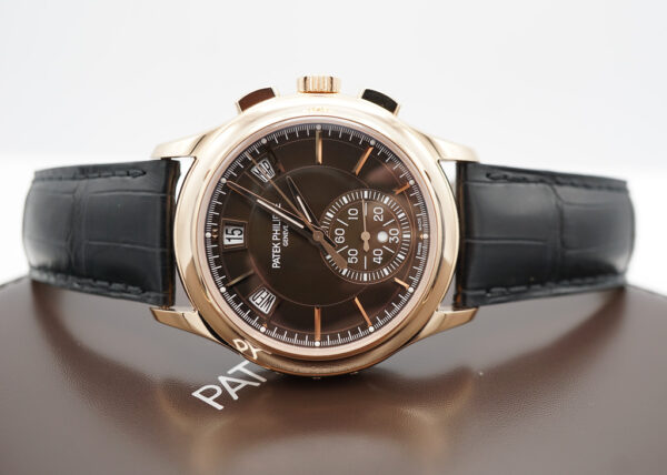 Patek PHILIPPE 5905R ROSE GOLD ANNUAL CALENDAR CHRONOGRAPH BROWN DIAL FULL SET - Image 9