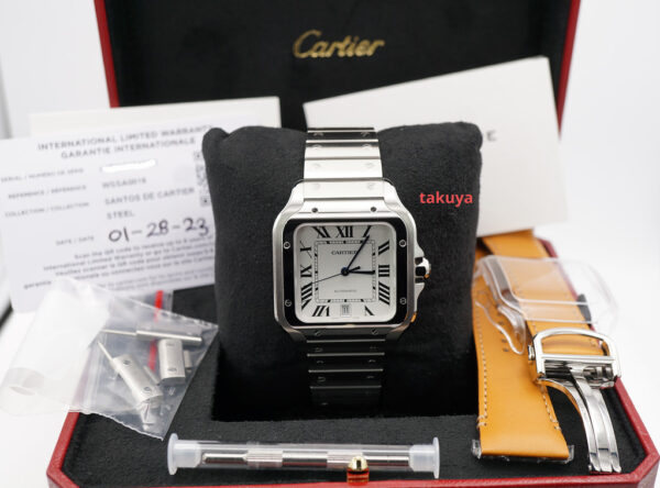MINT Cartier SANTOS DE CARTIER LARGE MODEL AUTOMATIC SILVER DIAL 2023 FULL SET - Image 2
