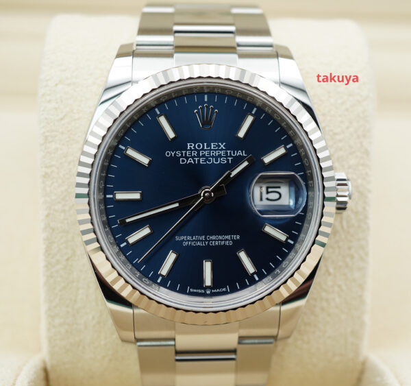Rolex 126234 DATEJUST 36 FLUTED BEZEL BLUE DIAL 2023 WARRANTY FULL SET