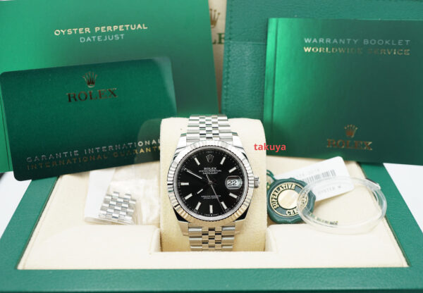 BRAND NEW Rolex 126334 DATEJUST 41 FLUTED BEZEL BLACK STICK DIAL JUBILEE BAND FULL SET - Image 2