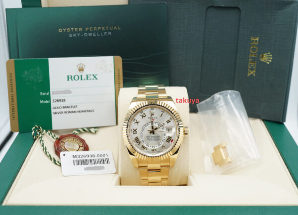 Rolex 326938 SKY-DWELLER 18K YELLOW GOLD SILVER ROMAN DIAL FULL SET - Image 2