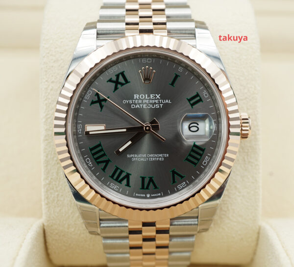 Rolex 126331 DATEJUST 41 ROSE GOLD STEEL WIMBLEDON DIAL JUBILEE BAND 2023 FULL SET