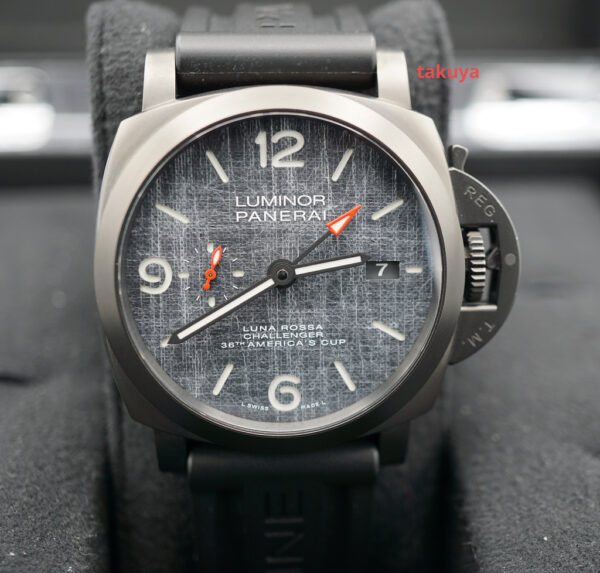 PANERAI Pam 1036 LUMINOR LUNA ROSSA GMT TITANIUM DLC GREY DIAL FULL SET