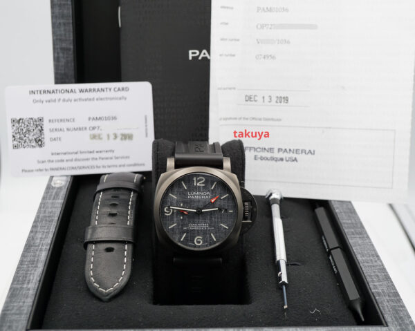 PANERAI Pam 1036 LUMINOR LUNA ROSSA GMT TITANIUM DLC GREY DIAL FULL SET - Image 2