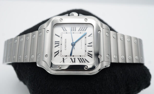Cartier SANTOS DE CARTIER MEDIUM MODEL AUTOMATIC STEEL 2022 EXTRA STRAP FULL SET - Image 11