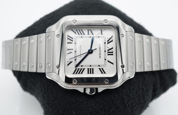 Cartier SANTOS DE CARTIER MEDIUM MODEL AUTOMATIC STEEL 2022 EXTRA STRAP FULL SET - Image 10