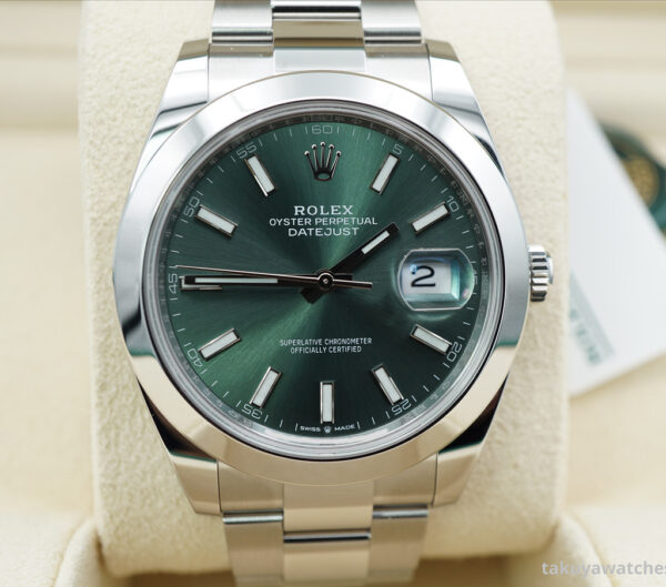 BRAND NEW Rolex 126300 DATEJUST 41 MINT GREEN DIAL OYSTER BAND 2023 COMPLETE SET